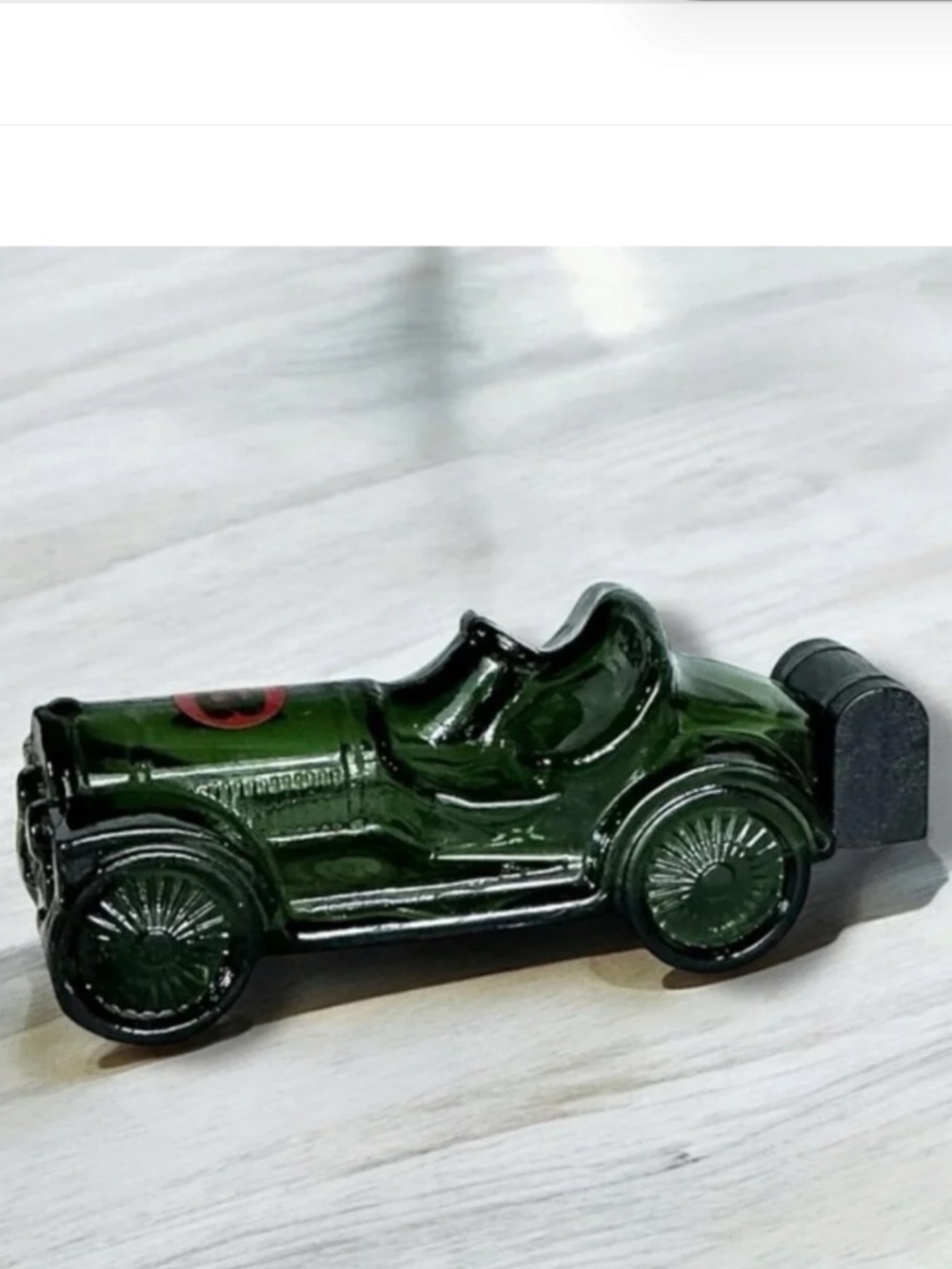 Vintage Avon Classic Car Glass Bottle Empty Decanter Dark Green Collectible